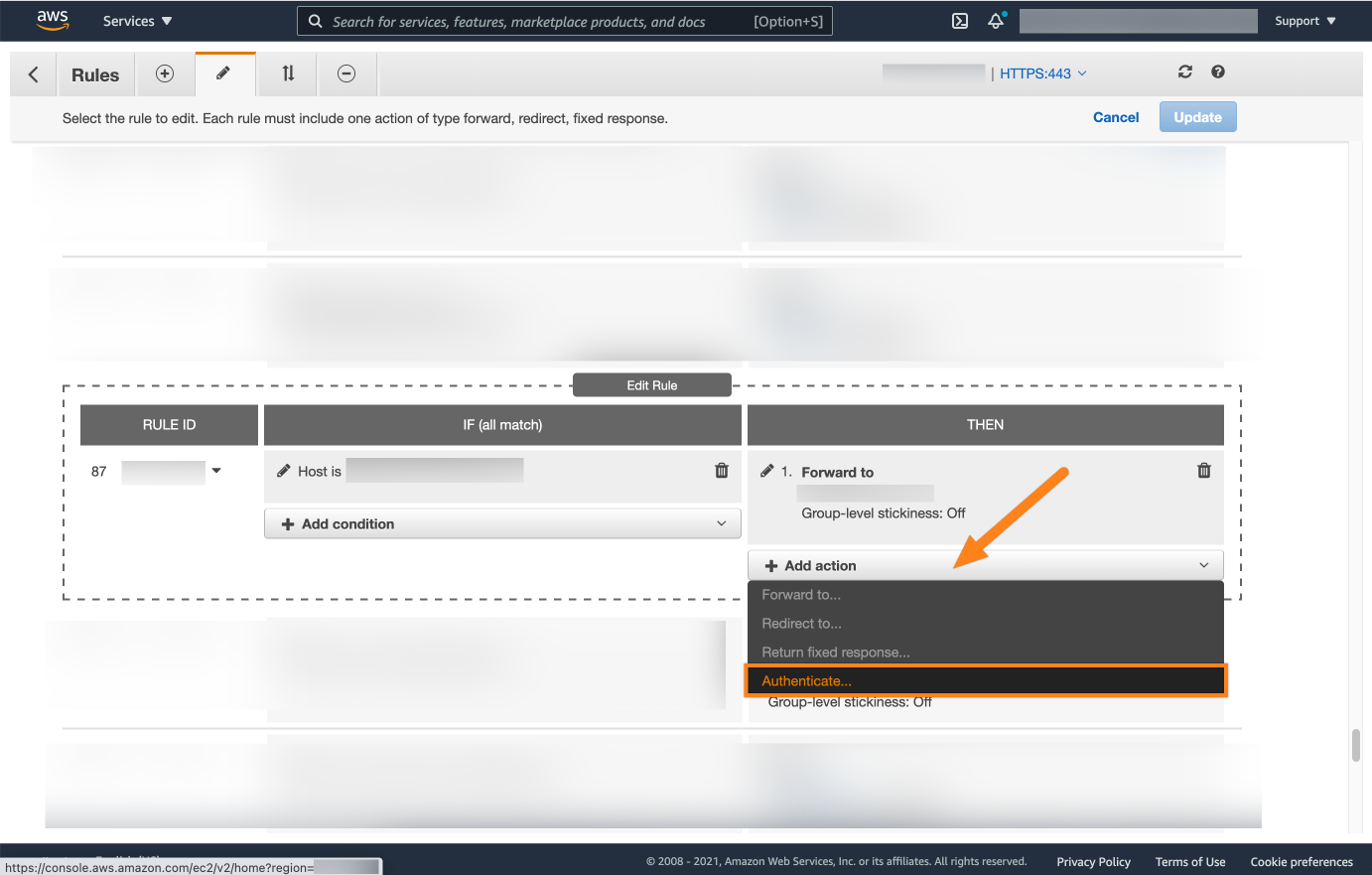 Click Add Action and click authenticate