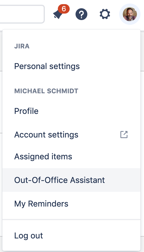 User Dropdown in Jira