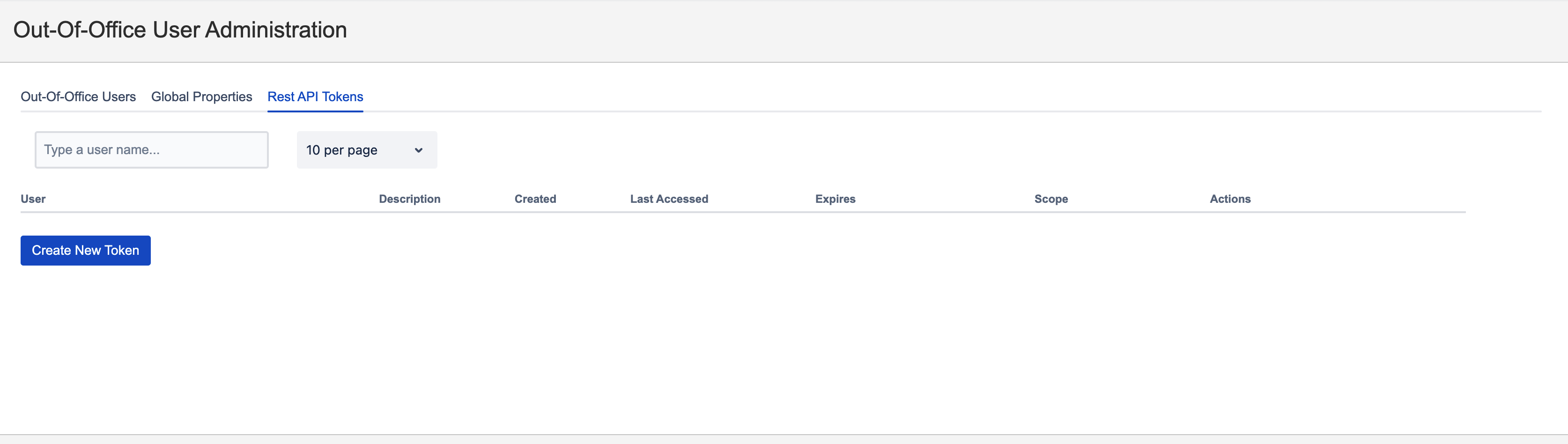 API Token creation screen