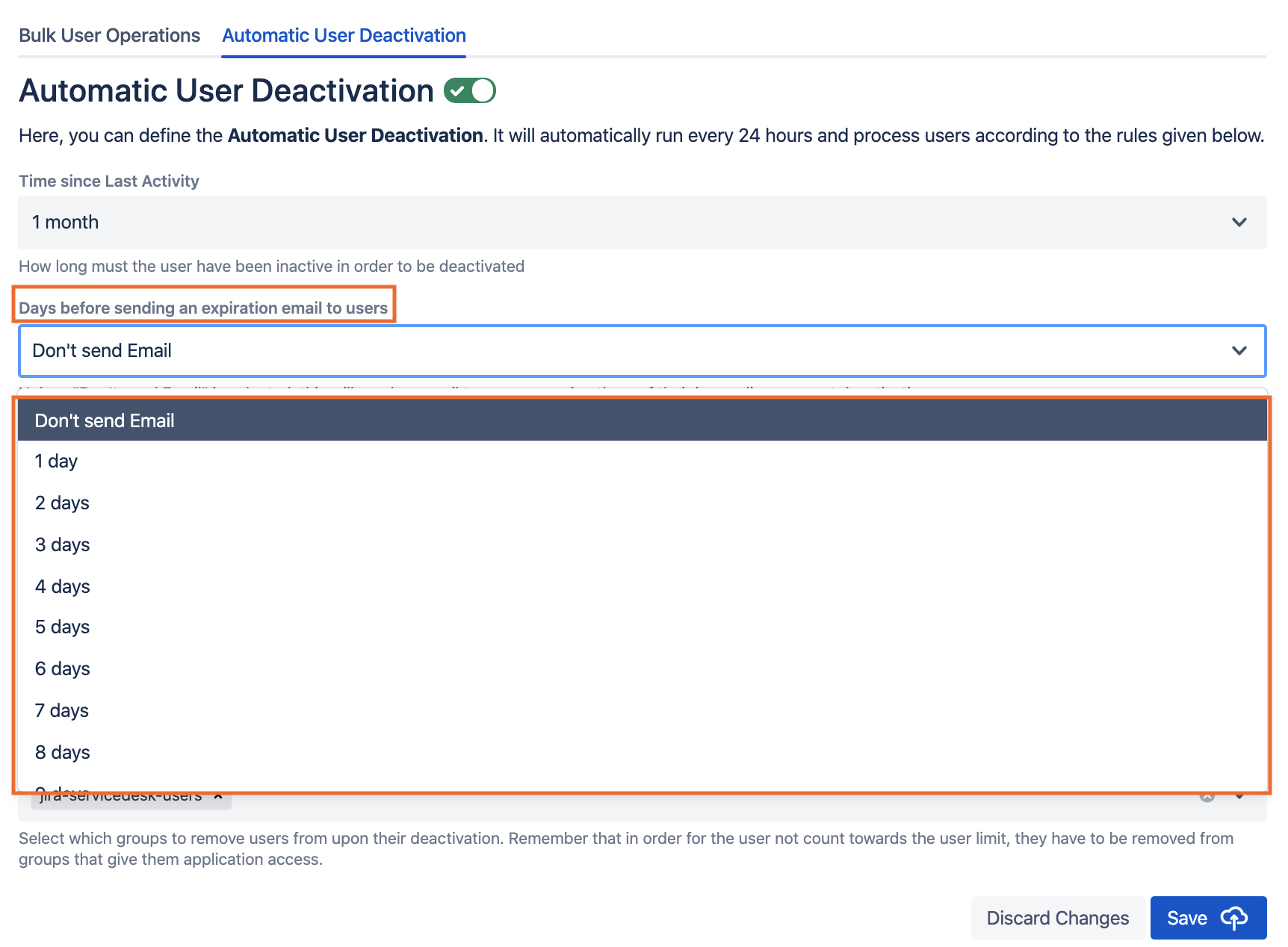 Expiration email to users
